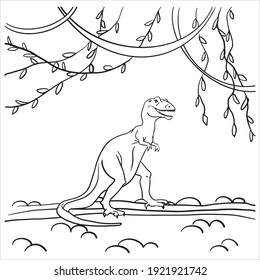 tyrannosaurus rex suitable for any graphic design project. The prehistoric period. Jurassic plants. Anti-stress coloring book. Design for wallpaper. Children s coloring. Wildlife.