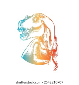 Tyrannosaurus Rex in einem Sommershirt. Original Vektorgrafik im Vintage-Stil. T-Shirt-Design. Handgezeichnet, nicht KI