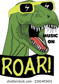Tyrannosaurus Rex with sunglasses vector illustrations , For t-shirt prints and other uses.