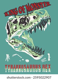 Tiranossauro rex, t-rex, t rex, crianças, rei do monstro, crianças, moda, impressão de colocação, vestuário, t-shirt, impressão em T, gráfico, arte vetorial