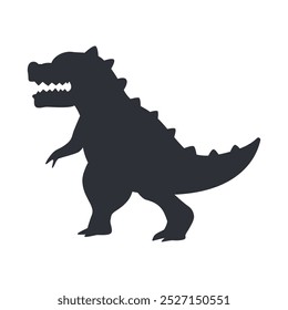 Tyrannosaurus Rex, schwarzer Silhouettendinosaurier, einzeln auf Hintergrund.