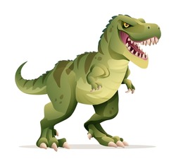 Tyrannosaurus Rex Vector Illustration. T-Rex Dinosaur Isolated On White Background