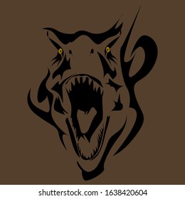 tyrannosaurus rex vector illustration with yellow eyes and sharp teeth