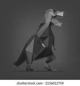Tyrannosaurus rex. Vector low polygonal illustration of dinosaur isolated on a dark background