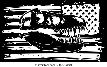 tyrannosaurus rex in white line on black background