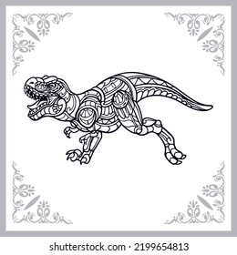 Tyrannosaurus rex zentangle artiges Material einzeln auf weißem Hintergrund