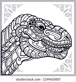 Tyrannosaurus rex zentangle arts isolated on white background