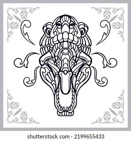 Tyrannosaurus rex zentangle arts isolated on white background