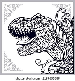 Tyrannosaurus rex zentangle arts isolated on white background