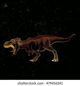 Tyrannosaurus roaring on Grunge background