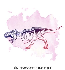 Tyrannosaurus roaring on Grunge background