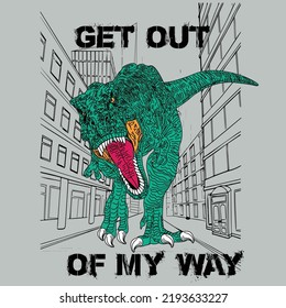 TYRANNOSAURUS RUNNING IN THE CITY