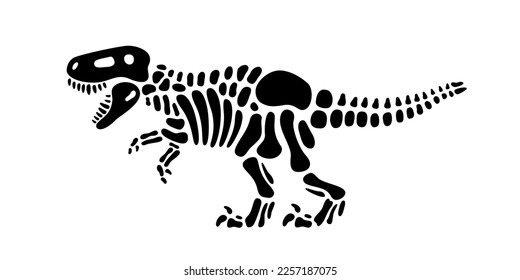 Tyrannosaurus skeleton. Tyrannosaurus fossil body parts. T-rex bones. Dangerous ancient predator. Jurassic raptor. Paleontology and archeology.