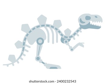 Tyrannosaurus skeleton icon in flat design. T-rex dinosaur bones geometric illustration.