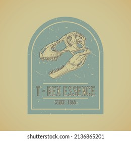Tyrannosaurus skull emblem with vintage style