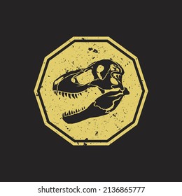 Tyrannosaurus skull logo with retro style