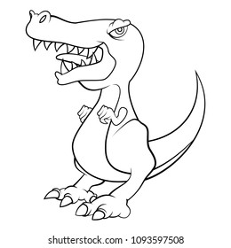Tyrannosaurus Standing and Roar Coloring Book Cartoon Vector