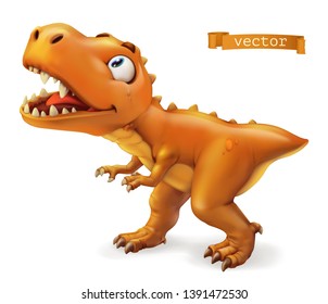 Tyrannosaurus. T. rex dinosaur cartoon character. Funny animal 3d vector icon