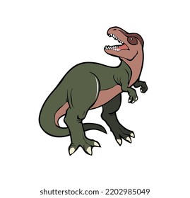 Tyrannosaurus, t-rex dinosaur isolated. Wild, roaring creature. Flat vector illustration.