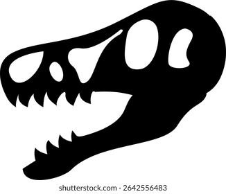 Tyrannosaurus (T-Rex) Dinosaur Skull Fossil Silhouette Vector