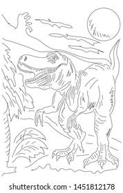 A tyrannosaurus walking in nature
