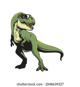tyrannosaurus wearing sunglasses vector illustration design