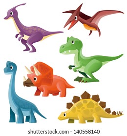 Tyrannosaurus,Pterosaur,Hadrosaurid,Triceratops,Stegosaurus and Brontosaurus