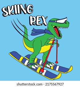 TYRANOSAUR REX WITH SKI EQUIPMENT