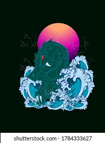 tyranosaurus rex, illustration design for sukajan is mean japan traditional cloth or t-shirt with digital hand drawn Embroidery Men T-shirts Summer Casual Short Sleeve Hip Hop T Shirt Streetwear