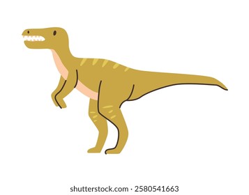 Tyrant lizard king or Tyranosaurus, isolated carnivores dinosaur creature with serrated teeth, small arms and robust legs. Vector apex predator from cretaceous period, prehistoric reptile