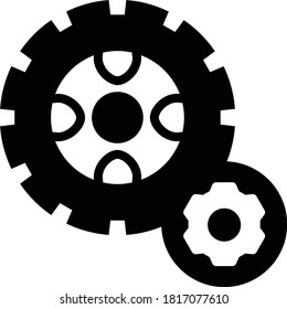 Tyre Brake Disc Vector Glyph Icon Design, Spare Parts Shop and Auto Service Center Instruments on white background, Tire and Wheel Ball Bearing Concept, 