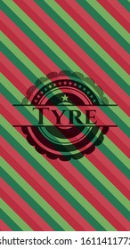 Tyre christmas badge background. Vector Illustration. Detailed.