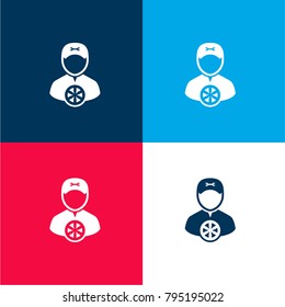 Tyre Expert four color material and minimal icon logo set in red and blue