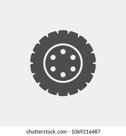 Tyre flat vector icon. Wheel flat vector icon