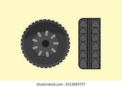 Tyre flat vector illustration for mockup graphics designs.