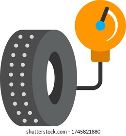 Tyre with Gauge Vector Color Icon Design, Tire Repair and Auto Shop Equipment on White background, Tire Air Pressure Concept, 