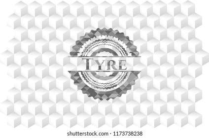 Tyre grey emblem with cube white background