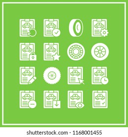 tyre icon. 16 tyre vector set. car repair, wheel and alloy wheel icons for web and design about tyre theme