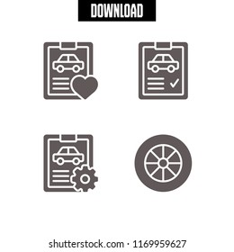 tyre icon. 4 tyre vector set. car repair and alloy wheel icons for web and design about tyre theme