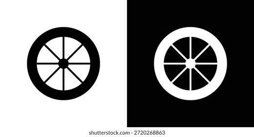 Icono de neumático. Icono de diseño plano simple en blanco y negro