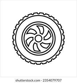 Tyre Icon, Circle Shaped Inflated Vehicle Rubber Tire Vector Art Illustration