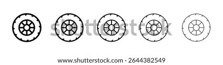 Tyre icon graphic set. trendy stroke line style