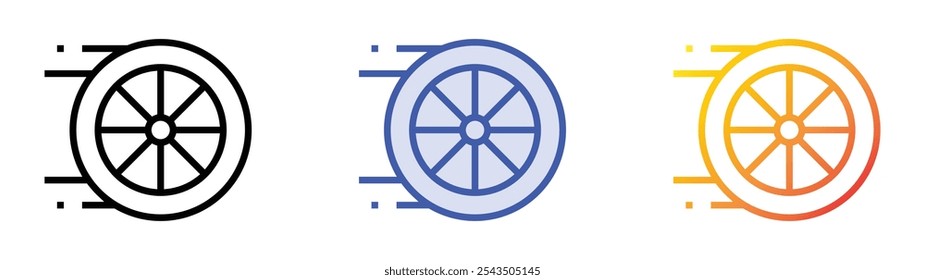 tyre icon. Linear, Blue Fill and Gradient Style Design Isolated On White Background