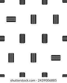 Tyre Icon Seamless Pattern, Automobile Rubber Tire, Ring Shaped Vector Art Illustration