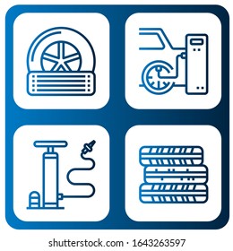 tyre icon set. Collection of Tyre, Tires, Air pump icons