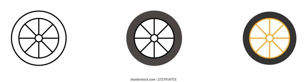 ícone de pneu vetor. símbolo de roda com raios. ilustração de vetor.