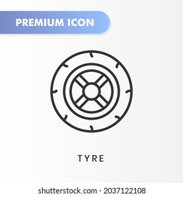 Tyre Icon For Your Website Design, Logo, App, UI. Vector Graphics Illustration And Editable Stroke. Tyre Icon Outline Design.