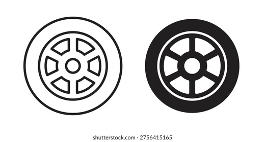 Tyre icons. silhouette icon vector flat illustration on white background. line art icons