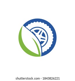 Tyre leaf vector logo design. Tire and eco symbol or icon. 