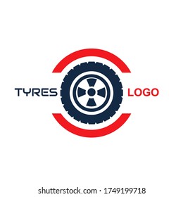 Tyre logo icon design template. Tire symbol of wheel vehicle with round shape. Vector illustration element for business company branding, service car, truck repair, shop and store part automotive